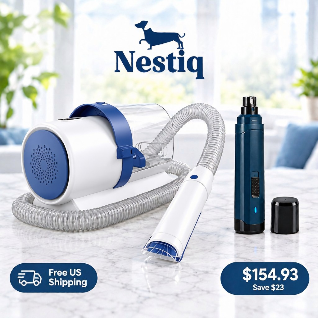 Nestiq GroomPro™ Complete Kit – Grooming Vacuum + Nail Grinder