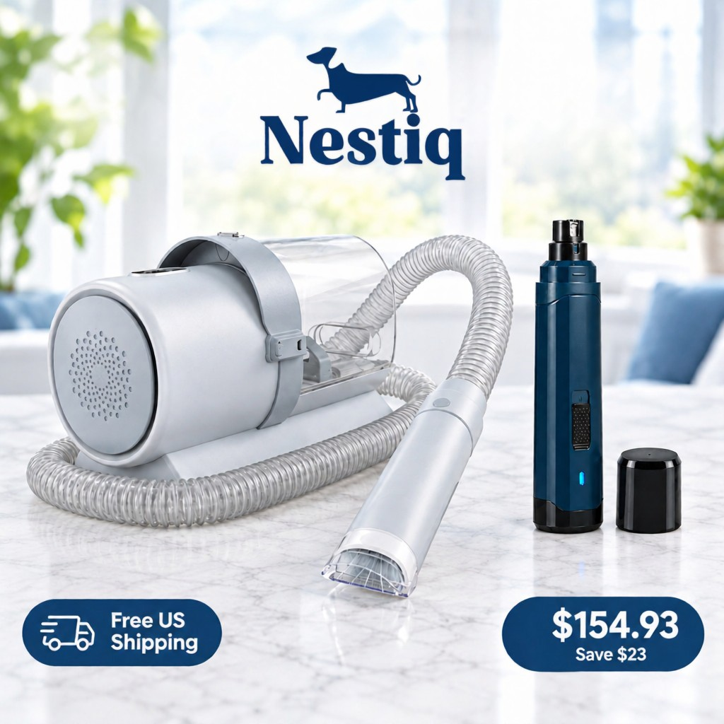 Nestiq GroomPro™ Complete Kit – Grooming Vacuum + Nail Grinder