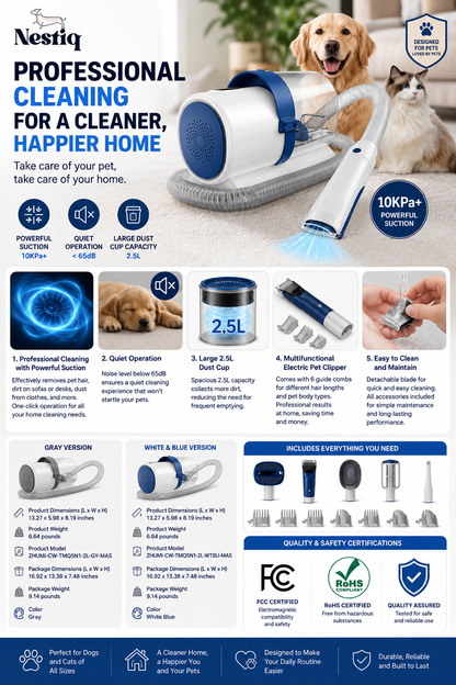 Nestiq GroomPro™ – Dog Grooming Vacuum Kit